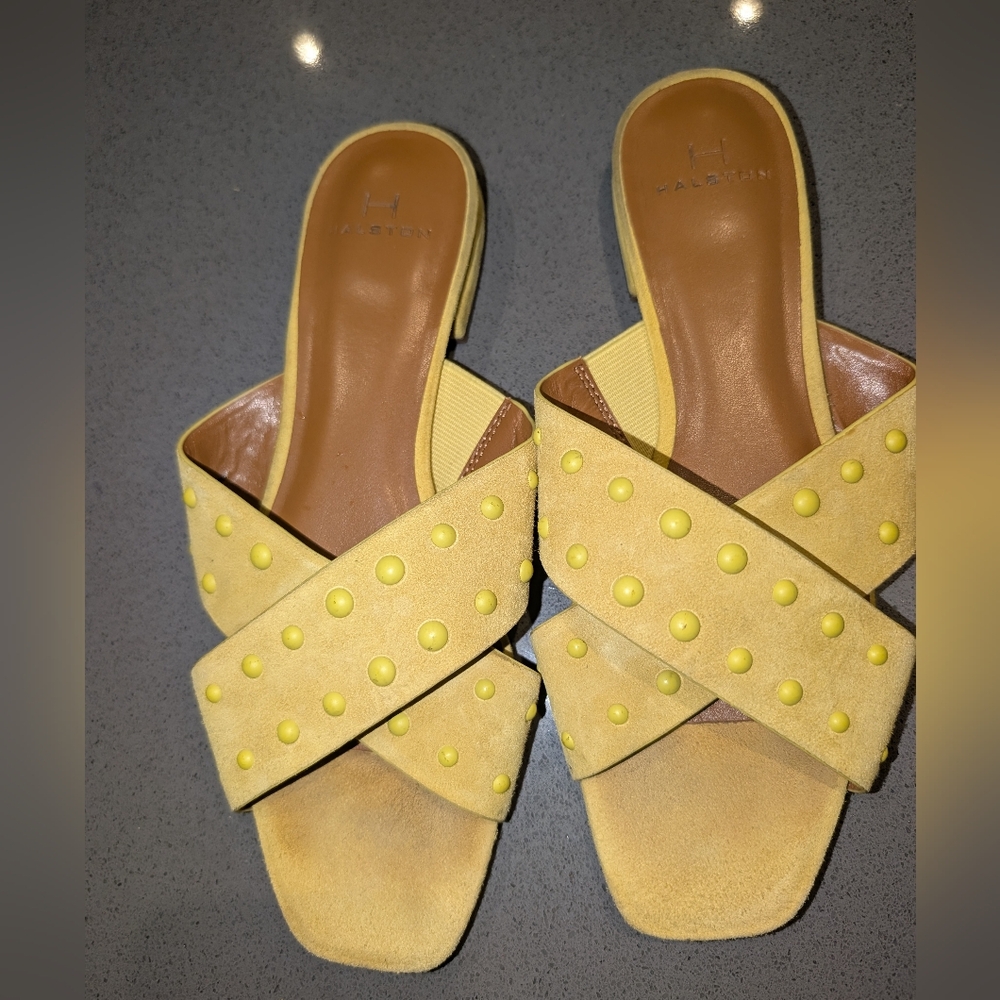 Halston Heritage Yellow Studded Sandals